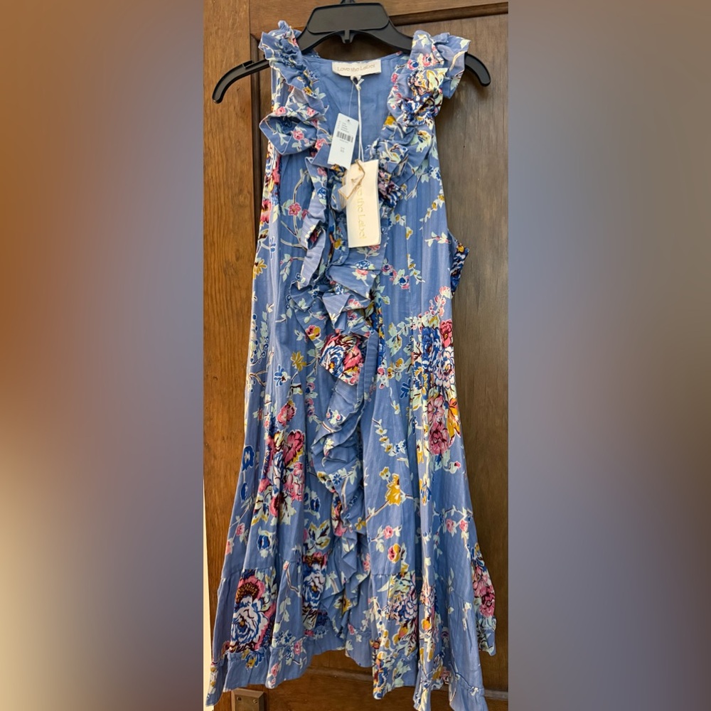 Floral Ruffle Mini Dress - Blue